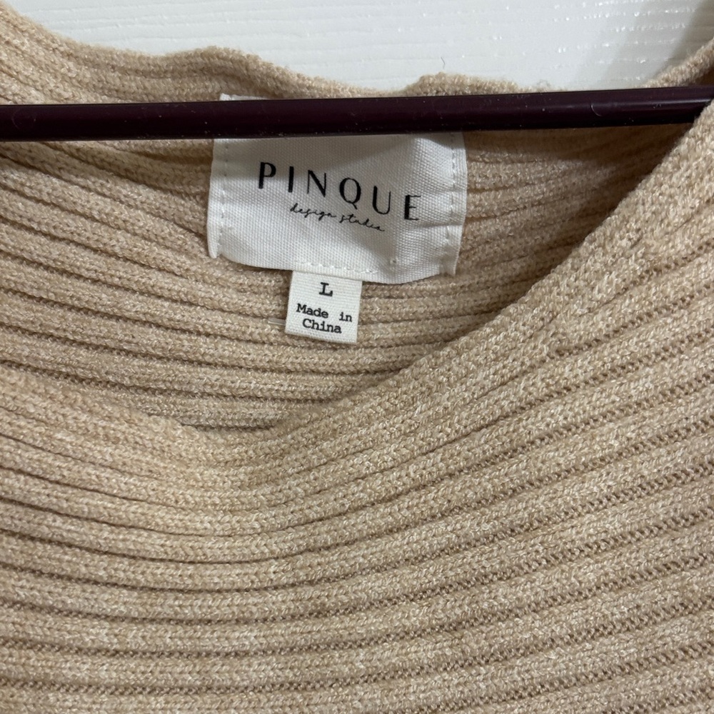Pinque Cozy Tan Ribbed Sweater - Picture 2 of 6